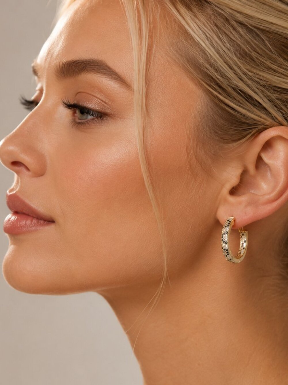 Gold Plated Micro Pave Hoop Earrings | Copper Zircon Statement Earrings